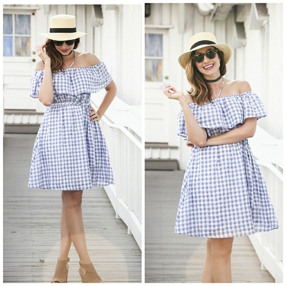 Anthropologie Dresses & Skirts - Anthropologie Tylho Gingham Off The Shoulder Dress